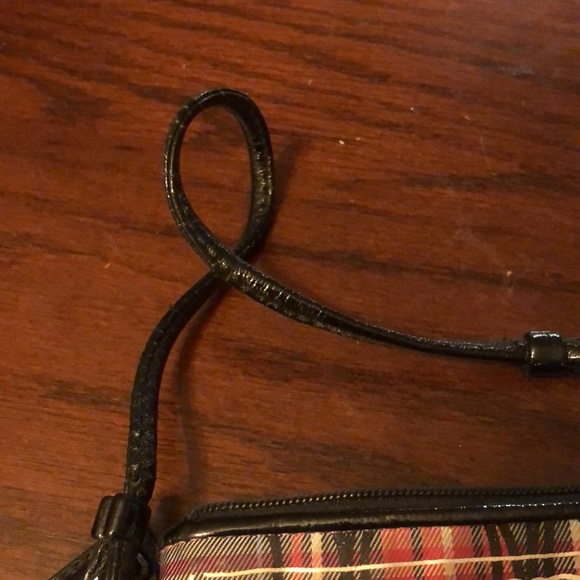 Coach Poppy Tartan Plaid Pink Purple Multi Stripe Zip Wristlet - Picture 7 of 7